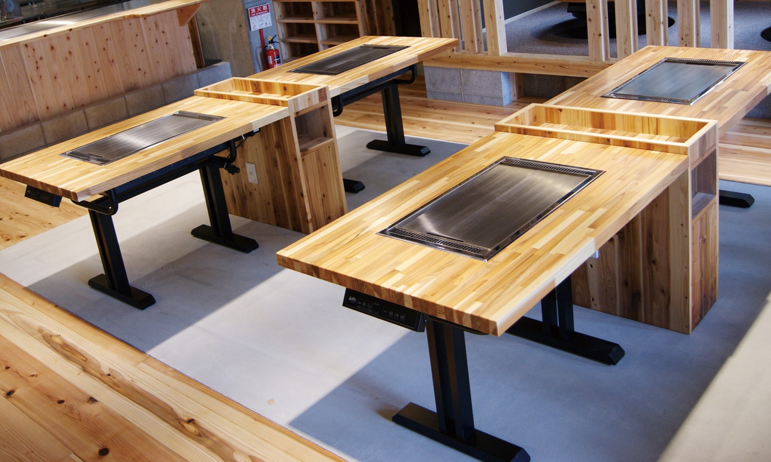 お好み焼きテーブル 120×80×30 鉄板 業務用 プロパンガス - 調理器具